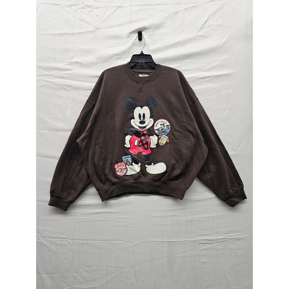 Disney Mickey Mouse Ski Club Graphic Sweatshirt Brown T004533001 Mens Medium NEW